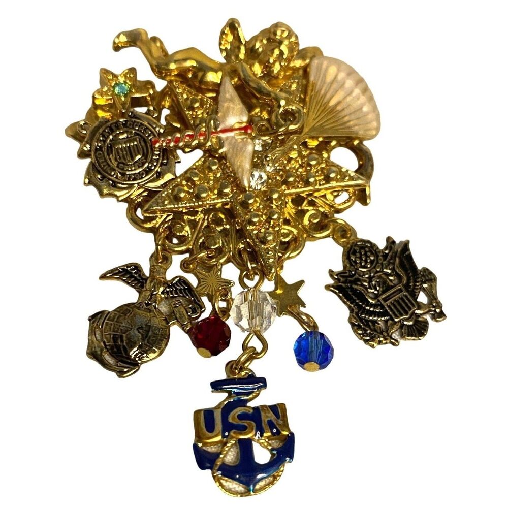 #8030 Kirks Folly USN Corpsman Brooch Rare Vintage